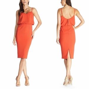 Dress the Population Orange Midi Dress